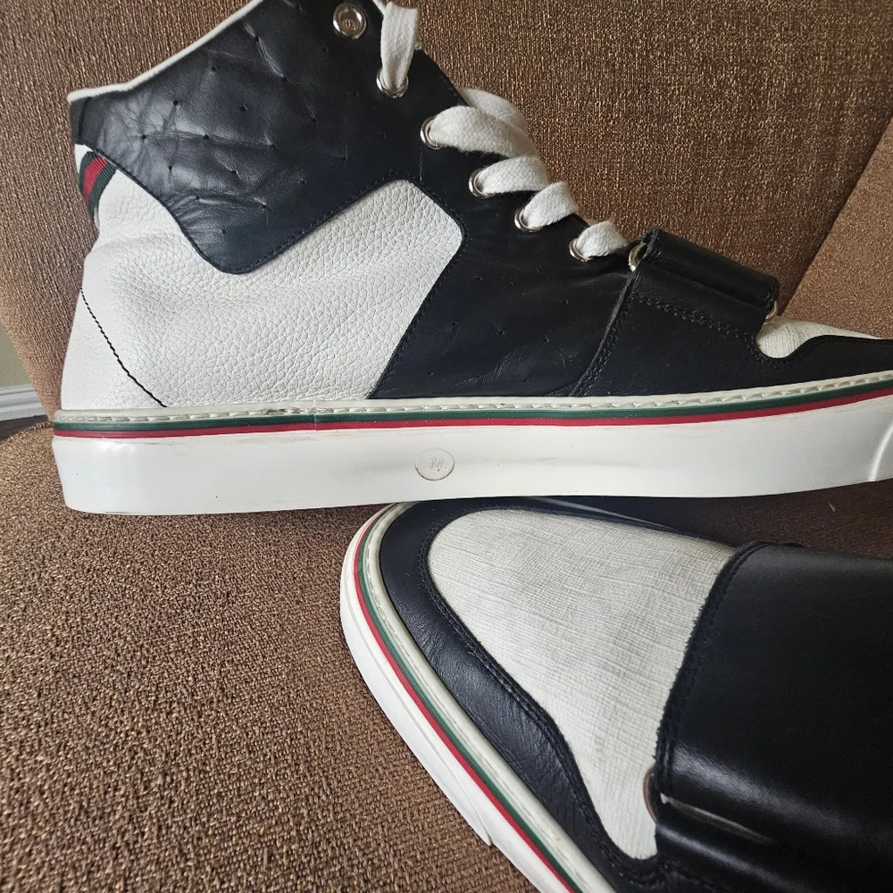 Gucci GG Monogram High-Top Leather Sneakers Size 14 - Picture 8 of 15